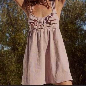 NWOT FP Beach Freest Dusty Pink Valley OVERSIZED Mini Babydoll Dress SZ:S PTP16